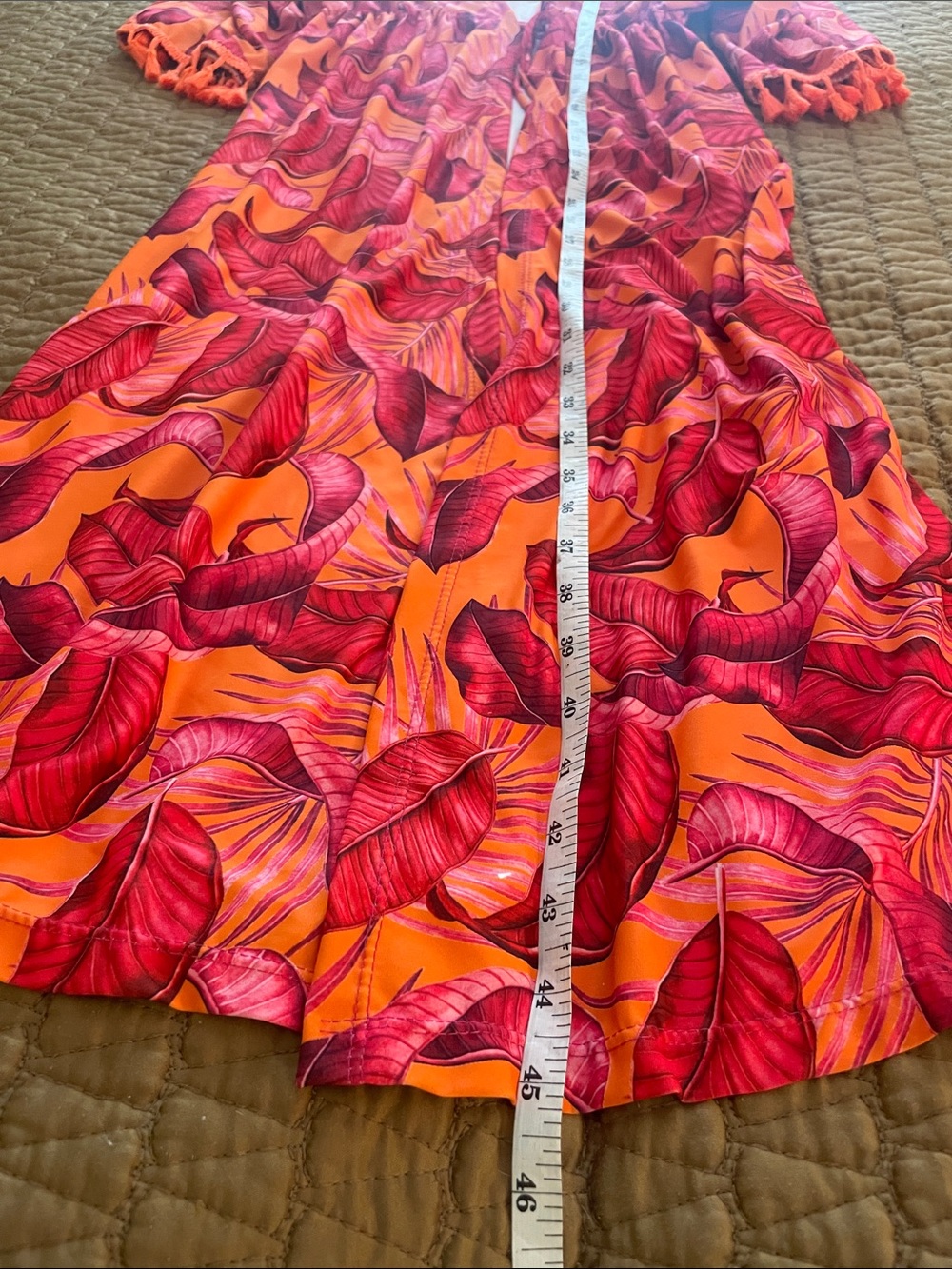 Tropical Print Tassel Kimono Cover-Up Drawstring Waist | Estimated Size M - Picture 8 of 8
